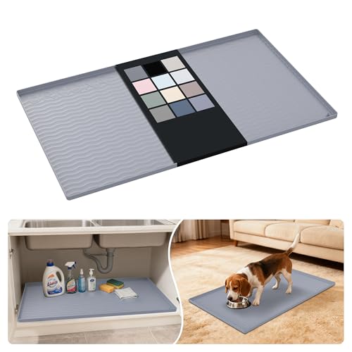 Waterproof Silicone Under Sink Mat (Light Grey / 22"W x 37"L)