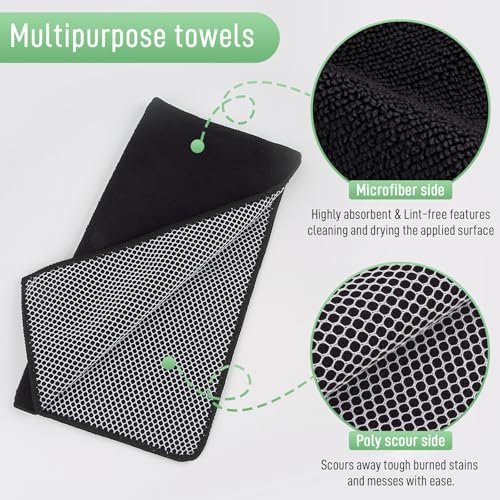 Dish Cloth for Washing Dishes Kitchen Washcloth Cleaning Cloth (Black / 12inchx12inch 10pack)