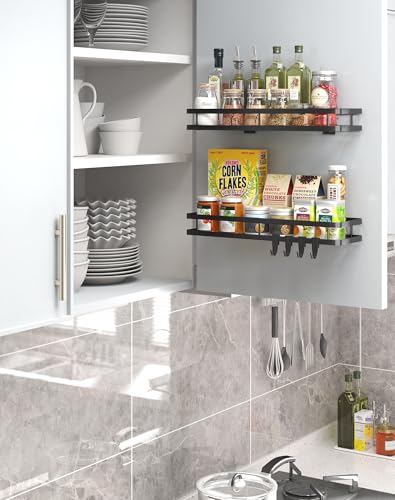 Spice Rack Organizer Wall Mount (Simple black)