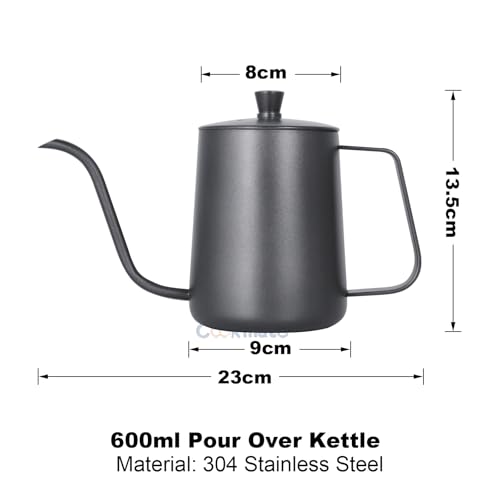 Pour Over Coffee Maker Set with Dripper Stand Coffee Filters Paper Coffee Grinder Gift for Coffee Lovers (Black/tan)