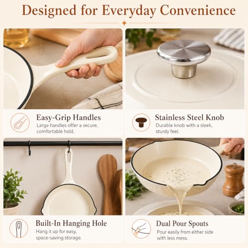 enameled cast iron cookware set (White)