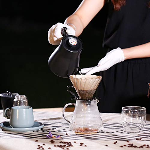 Pour Over Coffee Maker Set Coffee Kettle Scale Server Dripping Cup Bean Grinder Filter Paper Ceramic Cup ALL in 1 Great Portable Metal Box for Traveling Excellent Coffee Gift (white)