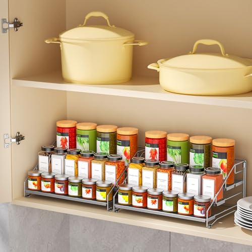 4 Tier Spice Rack for Cabinet (Gray / 2 Pcs)
