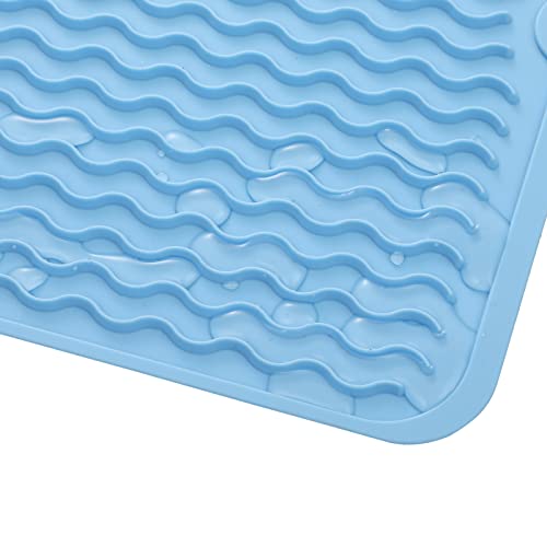 Silicone Dish Drying Mat for Multiple Usage (Light Blue / 12"L x 12"W)