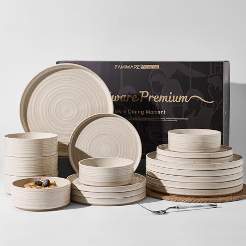 Stoneware Dinnerware Sets for 6 (Shell Beige / Service for 6 (18pc))