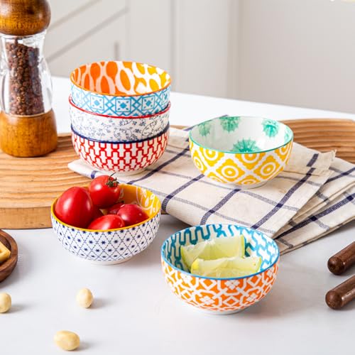 4 Oz Ceramic Mini Dipping Bowls Set of 6 (Assorted Colors / 4oz)