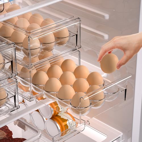 Egg Container for Refrigerator BPA Free Refrigerator Organizer Bins (18 Egg Holder)