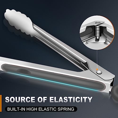 Tongs For Cooking (7+9+12 inch / Grey 3Pcs)