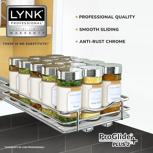 Pull Out Spice Organization for Cabinets (Chrome / 6-1/4" - 1 Tier)