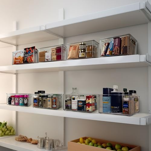 Pantry Storage Bins with Lids for Kitchen & Fridge (10"L x 6"W x 5"H)