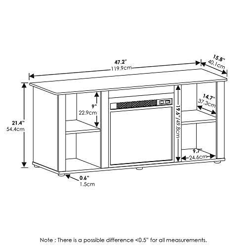 Jensen Fireplace Entertainment Center TV Stand with Open Storage for TV up to 55 Inch (Modern / French Oak Grey / 55-Inch)