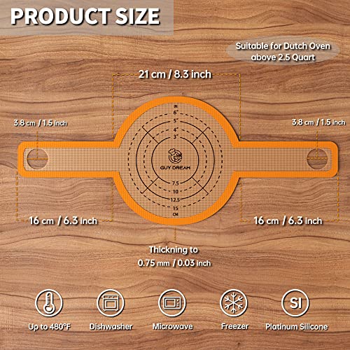 GUYGUYDREMAT Bread Sling for Dutch Oven (20.8"L x 8.3"W / Brown Mat with Orange Border)