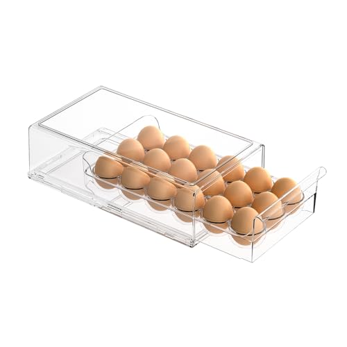 Egg Container for Refrigerator BPA Free Refrigerator Organizer Bins (18 Egg Holder)
