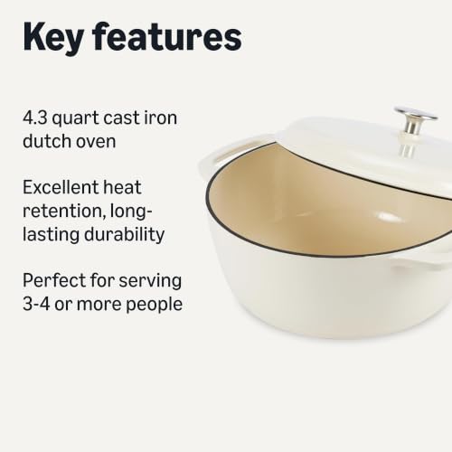 Enameled Cast Iron Dutch Oven Pot With Lid (White / 4.3-Quart)