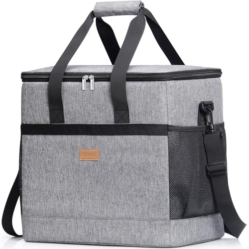 Cooler Bag 60 Cans Collapsible and Insulated Large Lunch Bag Leakproof Soft Cooler Portable for Camping (60-Can(40L) / Gray)
