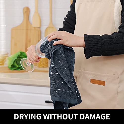 100% Cotton Terry Kitchen Towels (Dark Grey / 13 X 28 - 6 Pack)