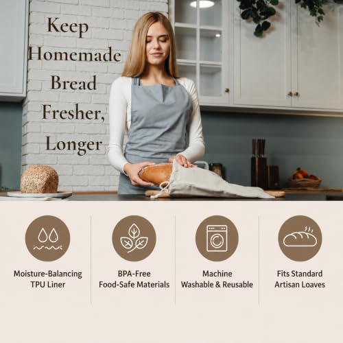 3 Pack Linen Bread Bags for Homemade Bread (SHK-ReusableBreadBag-3PK)