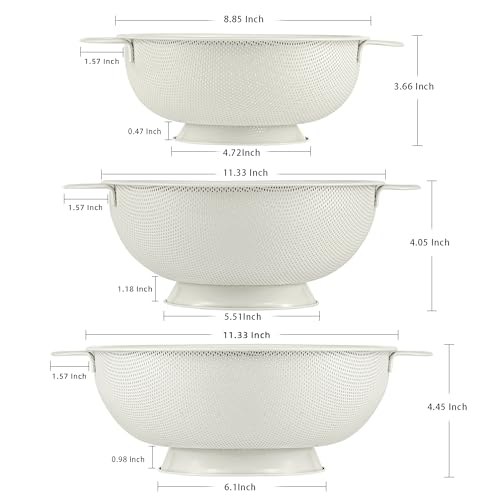Stainless Steel Colander 3 Piece (Cream)