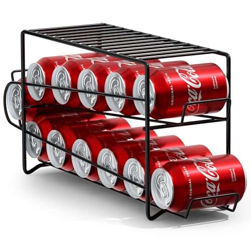 Soda Can Dispenser Rack for Fridge (Black / 1 Pack)