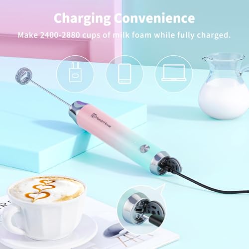 LunaFro Rechargeable Milk Frother (Blue and Pink)