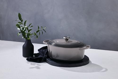 Enameled Cast Iron Oval Dutch Oven (Oyster / 15.5 qt)