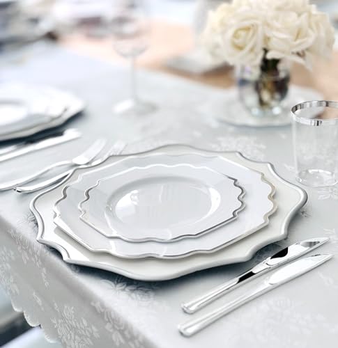 OCCASIONS " 960 Piece set (960 Piece (120 Guest) / I. Imperial White & Silver Rim)