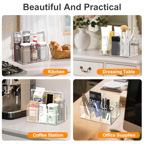 Acrylic Utensil Caddy.Silverware Organizer For Picnic Party (Clear)