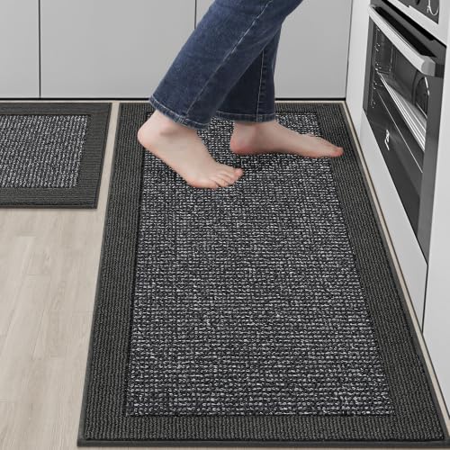 Kitchen Rugs Set of 2 (Charcoal / 20"x32"+20"x48" (Rectangular))