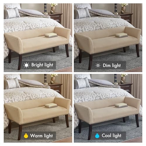 Accent Bench Upholstered with Nailhead Trim (Tan)