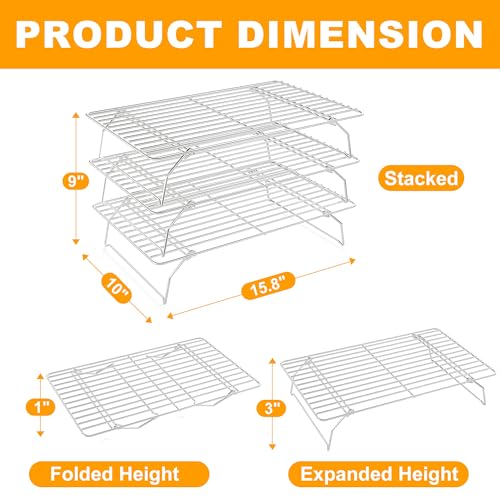 3 Tier Stackable Cooling Rack for Batch Cooling (10''x15.8''-3Tier / Silver)