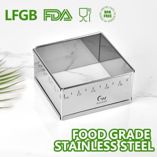 Stainless Steel Extensible Cake Ring Detachable Square Cake Mold Mousse Ring Nonstick Cheesecake Mould Pastry Shaping for Baking ((4.2-7.8) × (4.2-7.8) × 2 in)