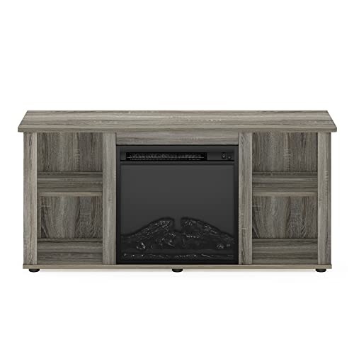 Jensen Fireplace Entertainment Center TV Stand with Open Storage for TV up to 55 Inch (Modern / French Oak Grey / 55-Inch)