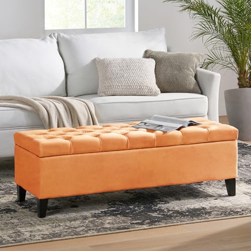 Gloust Velvet Storage Ottoman (Orange)