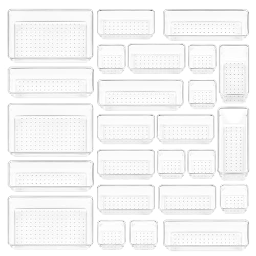 72 PCS Clear Plastic Drawer Organizers Set (Clear)