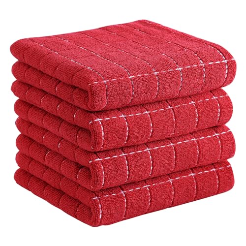 100% Cotton Terry Kitchen Towels (Red / 13 X 28 - 4 Pack)