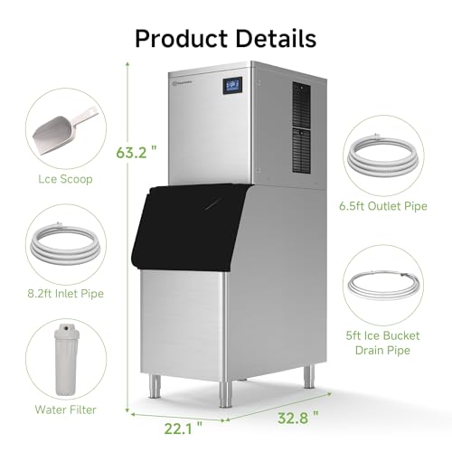 ETL Approved Commercial Ice Maker (Silver / 400LBS/24H)