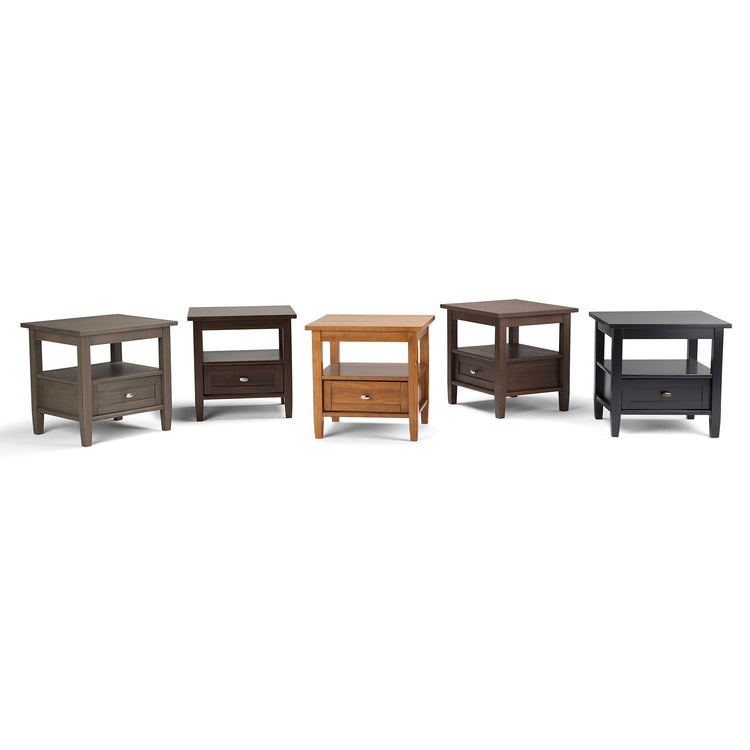 Warm Shaker 20" Wide Solid Wood End Table in Brunette Brown (End Table / Tobacco Brown / 20 inch)