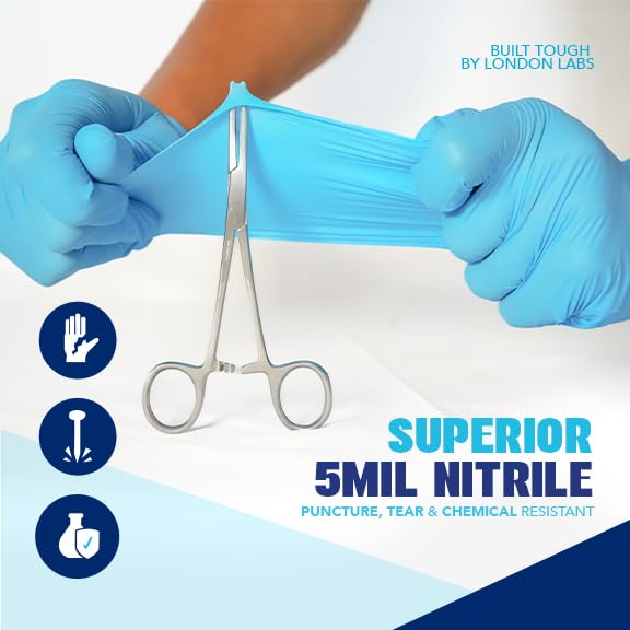 Sky Blue 5 Mil Nitrile Exam Gloves Disposable Latex Free (Sky Blue / XX-Large)