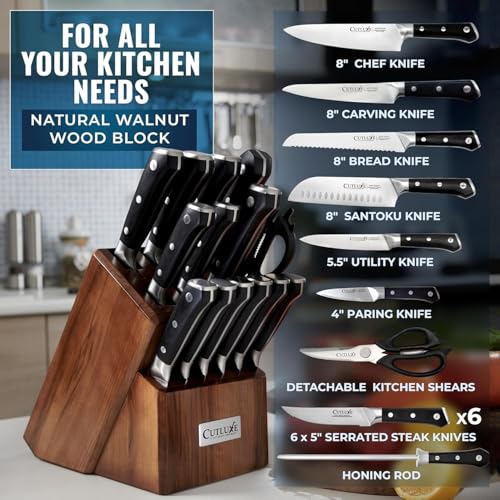 15 Piece Knife Set (Brown - Walnut)