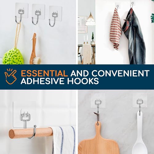 Adhesive Large Wall Hooks for Hanging Heavy Duty No Drill (Large, 12 pcs)