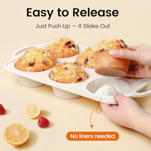 Silicone Jumbo Muffin Pan with Metal Frame (Jumbo: 6cups)