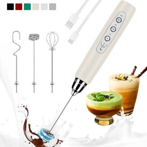 Milk Frother Handheld Rechargeable (without stand / Light Beige)