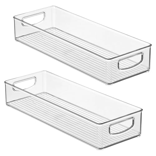 Slim Extra Long Clear Storage Bin (Pack of 2 / 16 x 6 x 3)