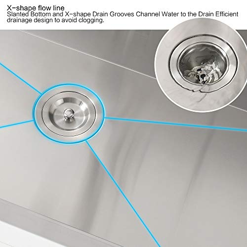 30 Inch Drop In Kitchen Sink (30" x 22"x 10"（( R10 Corner ) / Stainless Steel)