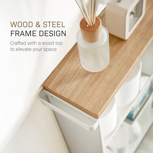 Home Slim Rolling Storage Cart (White)