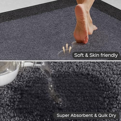 Kitchen Rugs Set (Charcoal / 24" X 36"+ 24" X 60")