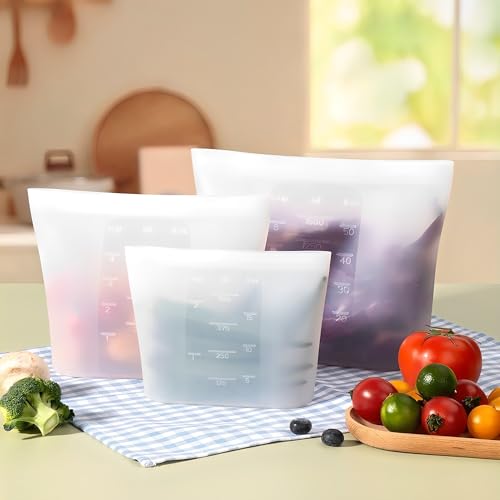 Large Reusable Food Bags 4 Pack (Translucent | Medium | 4 Pack)