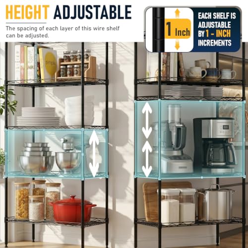 5 Tier Wire Shelf (Black / 22×12×48)