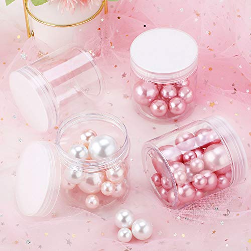 6 Pack 10 oz Plastic Jars Containers with Lids Wide (Clear / 10 oz)