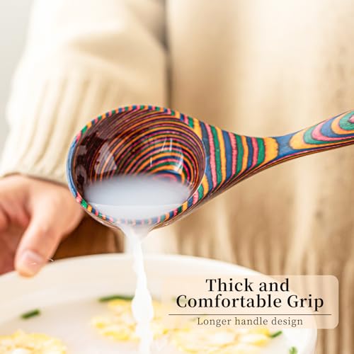 Pakkawood Rainbow Deep Soup Ladles (1 PC Rainbow Ladle)